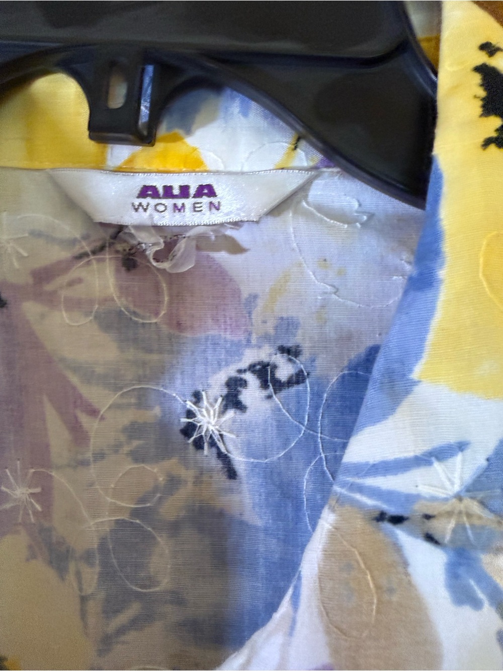 Avia Yellow Blue Purple Floral Button-Down Shirt - Picture 4 of 5